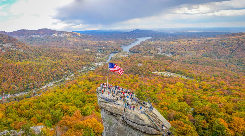 A photograph of Chimney Rock State Park in North Carolina.